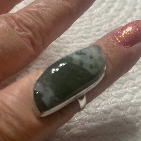 Natural TREE AGATE Handmade Sterling 925 Ring Size 9.75 #911D - Picture 3 of 3